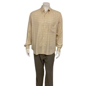 Loro Piana Men’s Cream Check Plaid Dress Shirt
